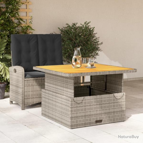 Ensemble  manger de jardin et coussins 2 pcs gris rotin