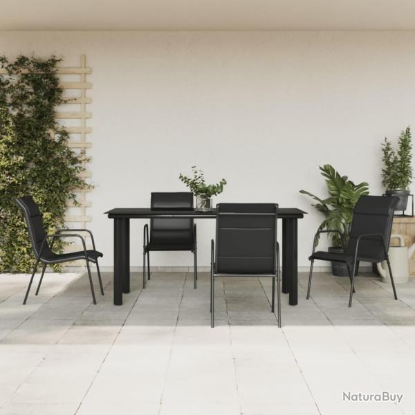 Ensemble  manger de jardin 5 pcs noir textilne et acier