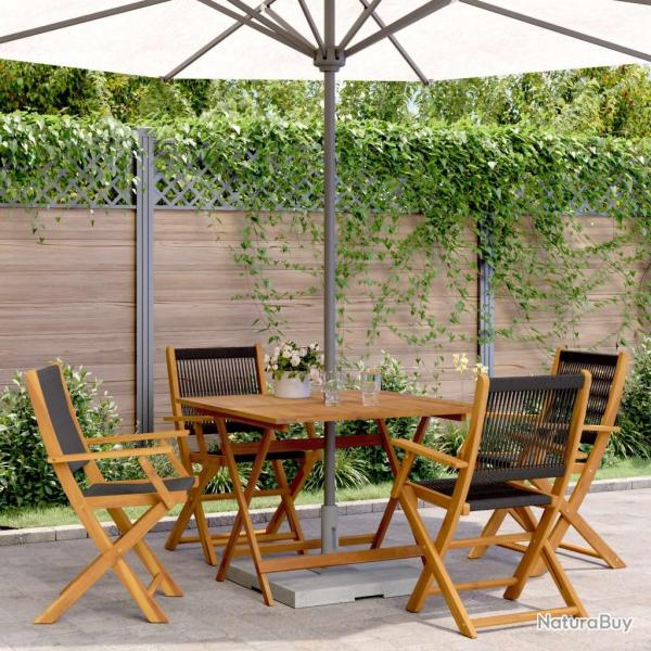Ensemble  manger de jardin 5pcs noir polypropylne bois massif