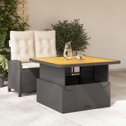 Ensemble à manger de jardin coussins 2pcs noir résine tressée
