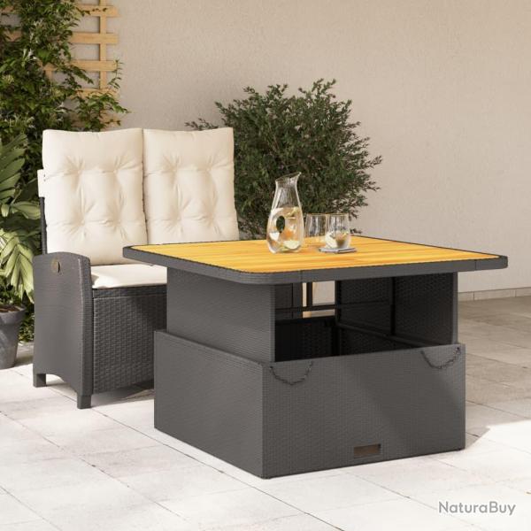 Ensemble  manger de jardin coussins 2pcs noir rsine tresse