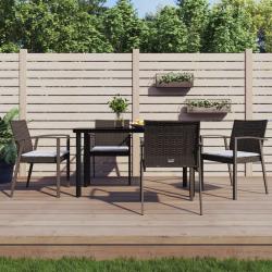 Ensemble à manger de jardin 5 pcs coussins résine tressée acier