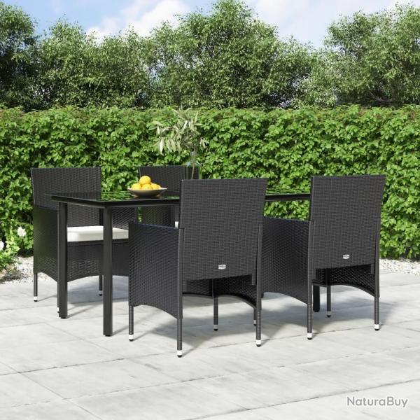 Ensemble  manger de jardin avec coussins 5 pcs Noir