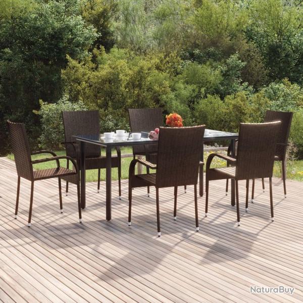 Ensemble  manger de jardin 7 pcs Marron Rsine tresse