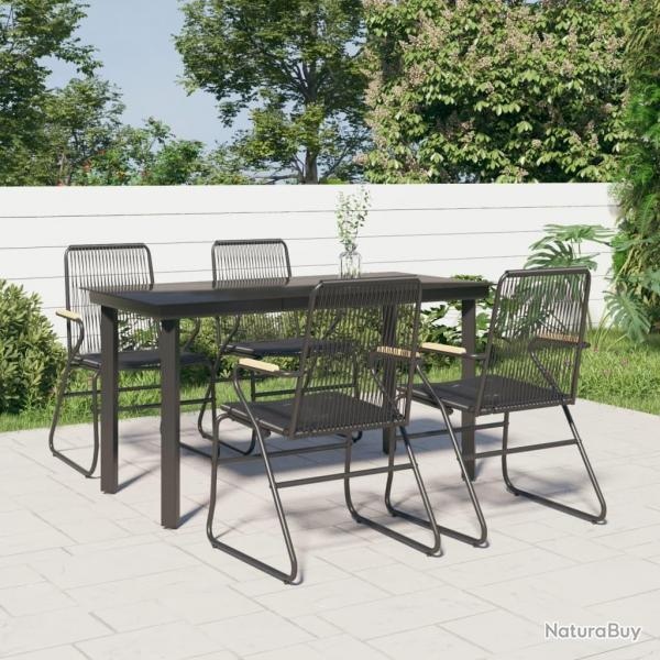 Ensemble  manger de jardin 5 pcs Noir Rotin PVC