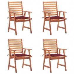 Chaises à manger d'extérieur lot de 4 et coussins Acacia massif