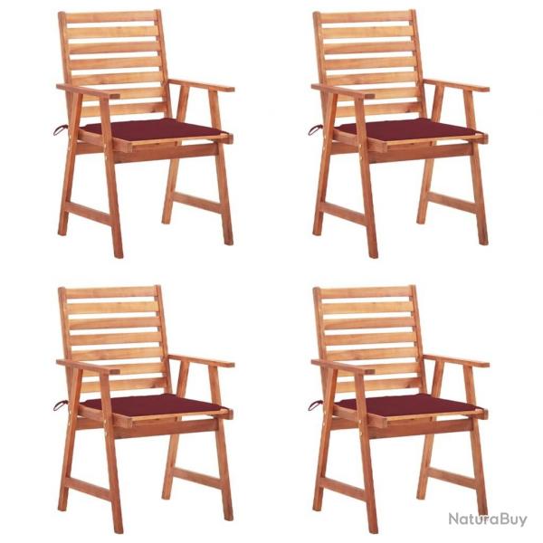 Chaises  manger d'extrieur lot de 4 et coussins Acacia massif
