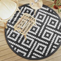 Tapis d'extérieur ARAKIL blanc et noir Ø160 cm PP
