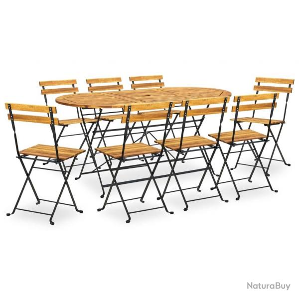 Ensemble  manger d'extrieur pliable 9pcs Bois d'acacia solide