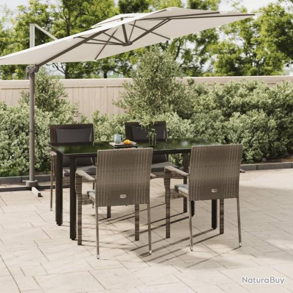 Ensemble  manger de jardin coussins 5 pcs noir et gris
