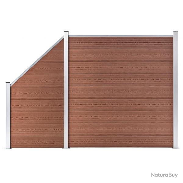 Ensemble de clture WPC 1 Carr + 1 Inclin 273x186 cm Marron