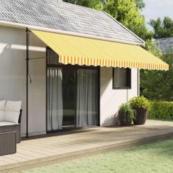 Tissu de remplacement de cantonnière d'auvent jaune blanc 4,5 m