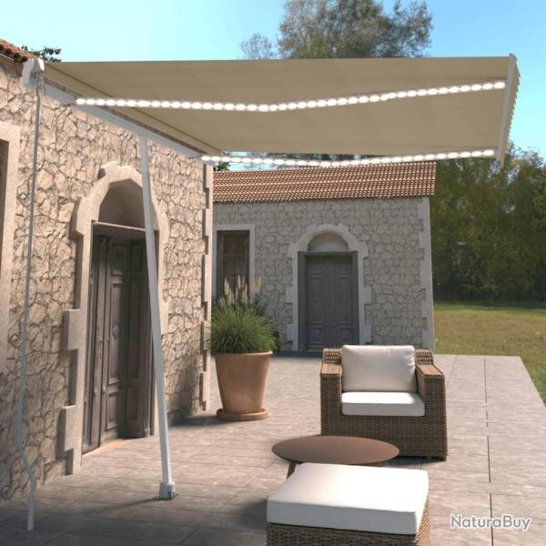 Auvent manuel rtractable avec LED 300x250 cm Crme
