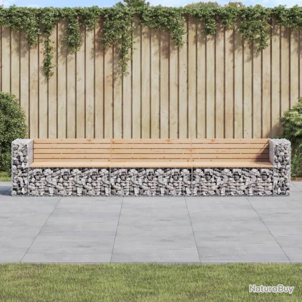 Banc de jardin design gabion 347x71x65,5 cm bois massif de pin