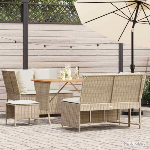 Salon de jardin avec coussins 5 pcs beige rsine tresse
