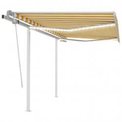 Auvent manuel rétractable avec LED 3x2,5 m Jaune et blanc