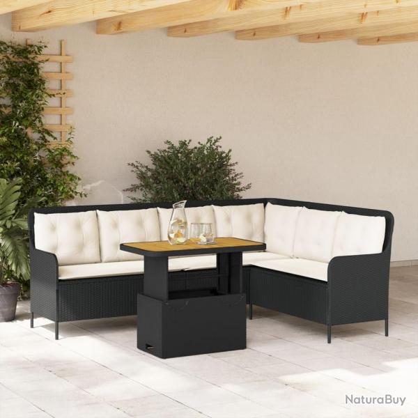 Canaps de jardin 2 pcs avec coussins Noir Rsine tresse