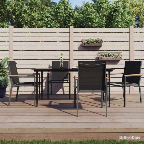 Ensemble  manger de jardin 5 pcs noir textilne et acier