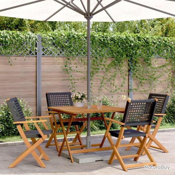 Ensemble  manger de jardin 5 pcs rsine tresse et bois massif