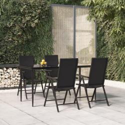 Ensemble à manger de jardin 5 pcs Noir Résine tressée