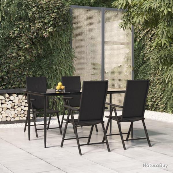 Ensemble  manger de jardin 5 pcs Noir Rsine tresse