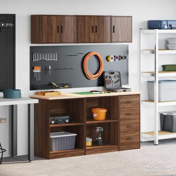 Armoires de garage 6 pcs chne marron bois d'ingnierie
