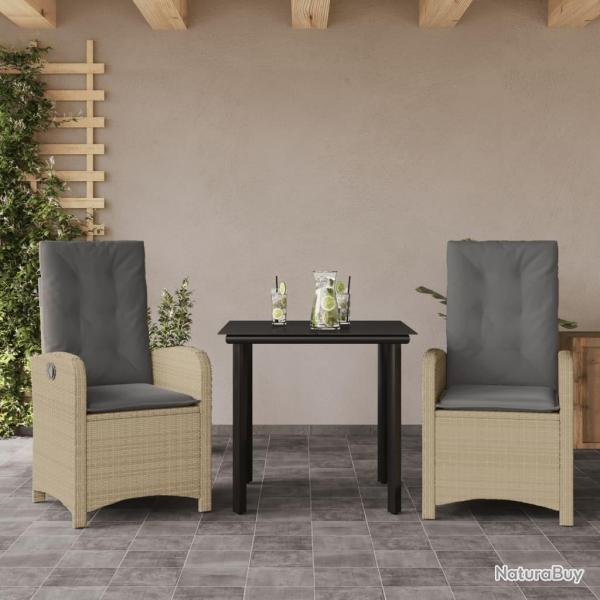 Ensemble  manger de jardin et coussins 3 pcs mlange beige