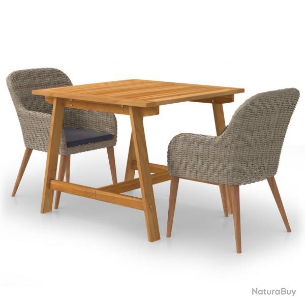 Ensemble  manger de jardin 3 pcs Marron