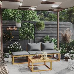Salon de jardin 4 pcs avec coussin Bois d'acacia solide