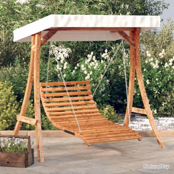 Lit balanoire et auvent bois massif d'pica et finition teck