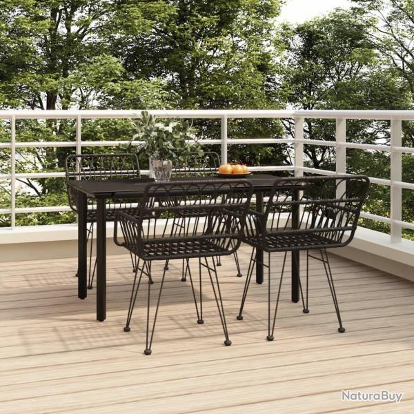 Ensemble  manger de jardin 5 pcs Noir Rsine tresse