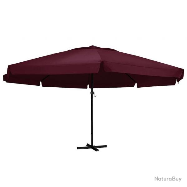 Parasol de jardin et mt en aluminium 600 cm rouge bordeaux