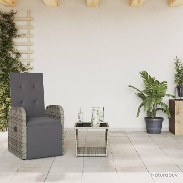 Ensemble  manger de jardin et coussins 2 pcs gris rotin