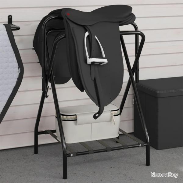 Porte-selle pliable autoportant noir fer