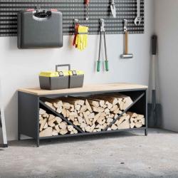 Étagère à bois de chauffage avec plateau en bois anthracite