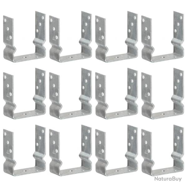 Piquets de clture 12 pcs argent 12x6x15 cm acier galvanis