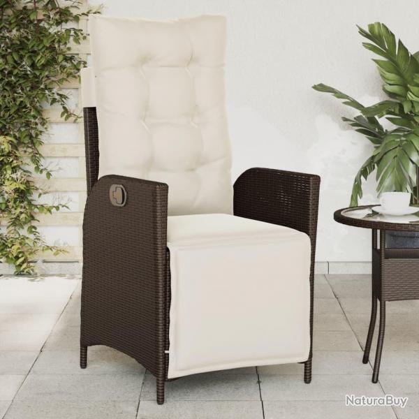 Chaise inclinable de jardin repose-pied marron rsine tresse