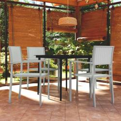 Ensemble à manger de jardin 5 pcs Blanc