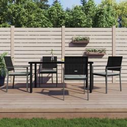 Ensemble à manger de jardin 5 pcs coussins résine tressée acier