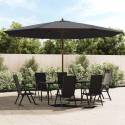 Parasol de jardin avec mât en bois noir 400x273 cm