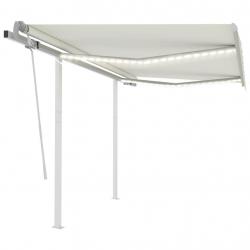 Auvent manuel rétractable avec LED 3x2,5 m Crème