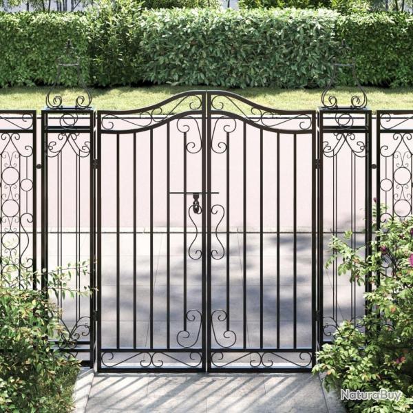 Portail de jardin noir 121x8x120 cm fer forg
