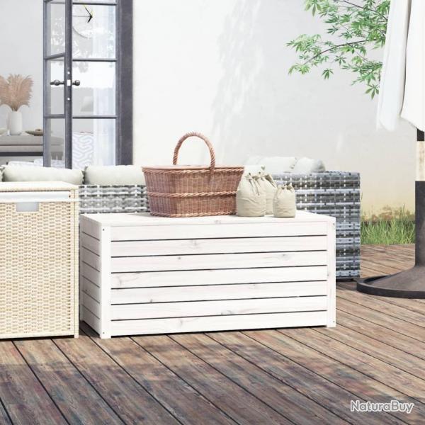 Bote de jardin blanc 101x50,5x46,5 cm bois massif de pin