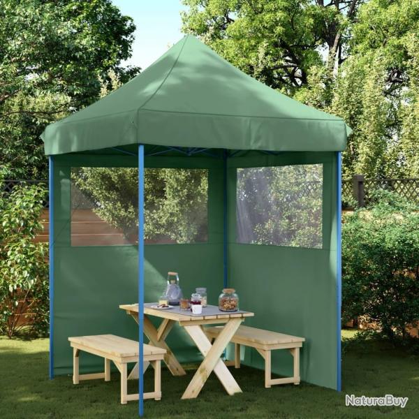Tente de rception pliable escamotable 2 parois latrales vert