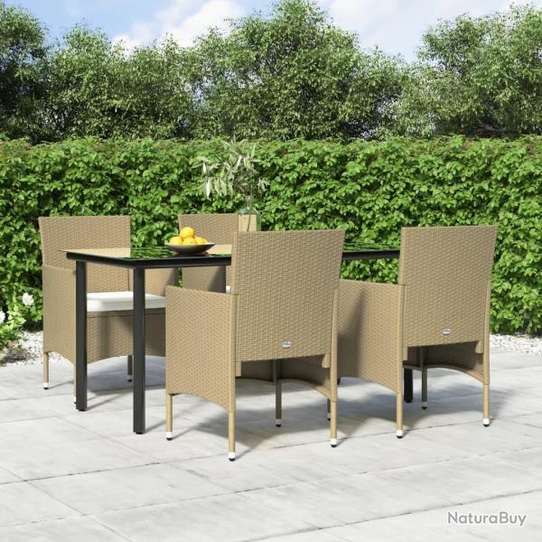 Ensemble  manger de jardin coussins 5 pcs Beige/noir