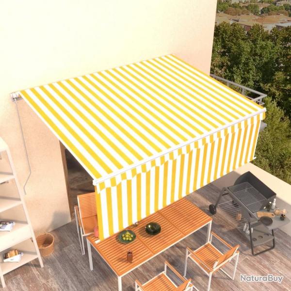 Auvent manuel rtractable avec store 4x3 m Jaune et blanc