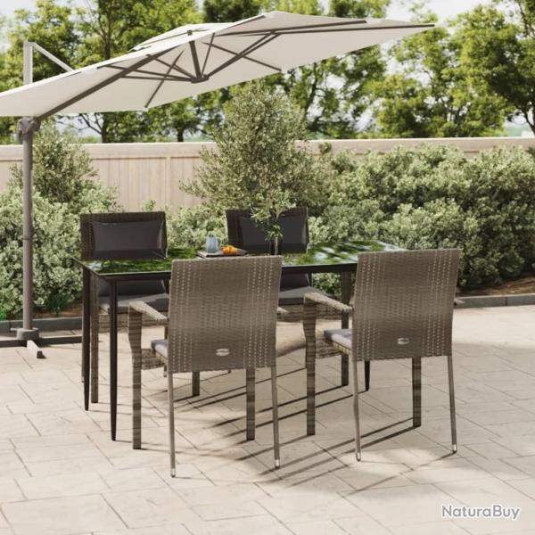 Ensemble  manger de jardin coussins 5 pcs noir et gris
