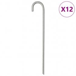 Piquets de tente 12 pcs 37 cm Ø10 mm acier galvanisé