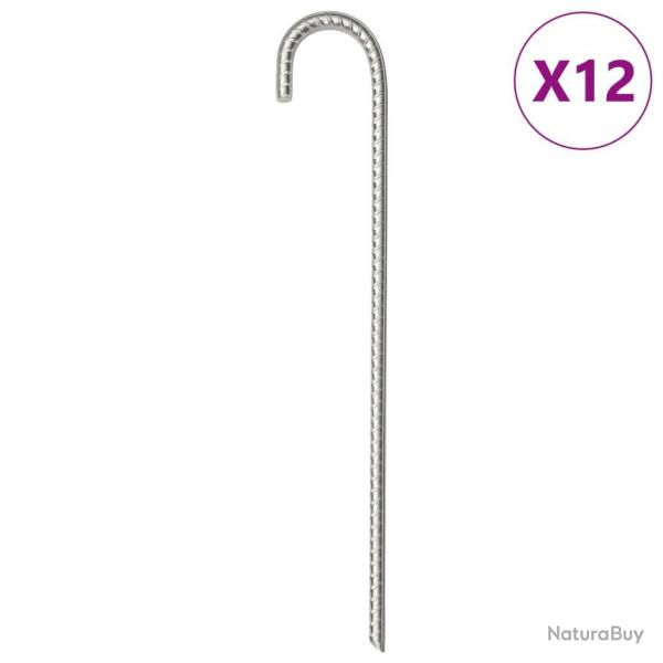 Piquets de tente 12 pcs 37 cm 10 mm acier galvanis
