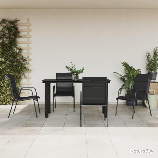 Ensemble  manger de jardin 5 pcs noir textilne et acier